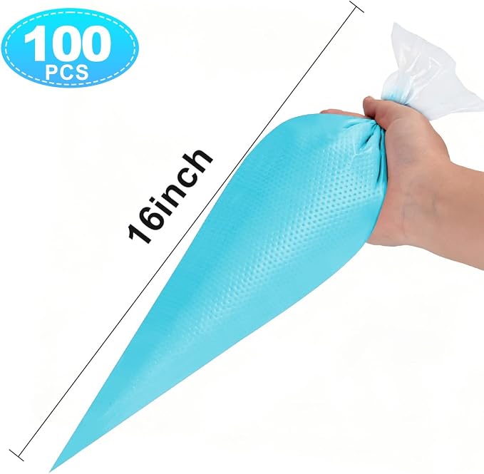 16 Inch Piping Bag Disposable, 100 Pcs Large Pastry Bags | Icing Frosting Bags for Cake, Cream Frosting and Cookie Decoration
