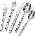 20 Piece 18/10 Silverware Set, Stainless Steel Flatware Cutlery set for 4 | KINGSTONE Luxury Silverware with Diamond Cut Pattern, Mirror Polished Utensils for Kitchen, Wedding, Party, Dishwasher Safe