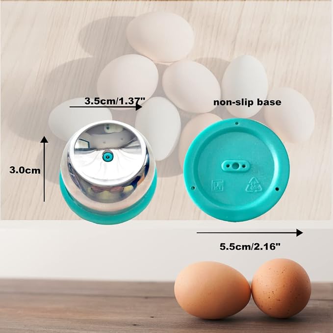 Jawbush Stainless Steel Egg Piercer - Heavy Duty Egg Hole Puncher for Hard Boiled Eggs with Retractable Pin & Non-Slip Base - Easy Peel Tool for Meal Prep, Keto & Bento, Blue 2 Pack