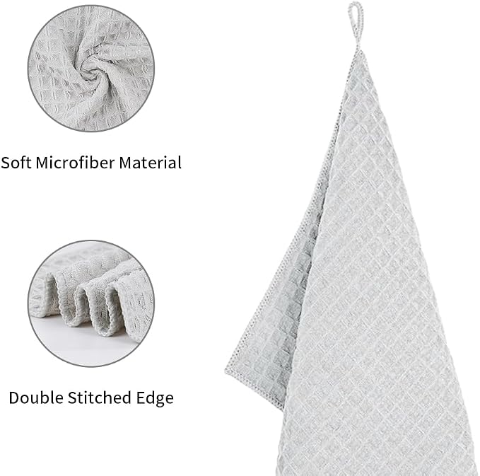 watchget Microfiber Cleaning Cloth,Barista Micro Towels 10 Pack Light Grey | Professional 12"x12" Lint-free Rags;Waffle Weave;Highly Absorbent Cleaning Towels for Espresso Steam Wands&Coffee Counters