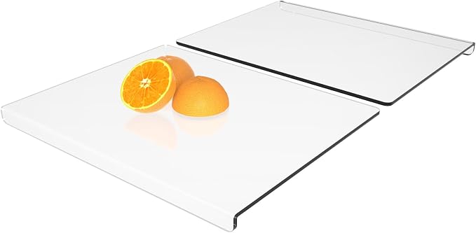 SWSKR 2PCS Acrylic Cutting Board with Counter Lip for Kitchen Countertop | Non-Slip Base, 60% Thicker, BPA-Free Food-Safe, Easy Clean, Protects Countertops, for Bread Meat Veggies, Kitchen Essential