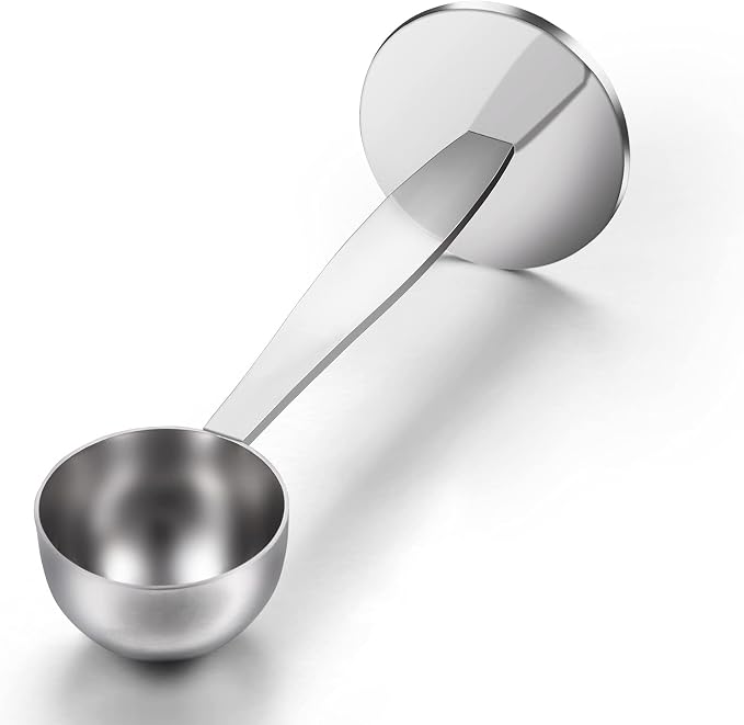 Two-in-One Stainless Steel Coffee Scoop Tamping Spoon | Dual-Purpose, Powder Hammer Tamper, Multi Function, For Measuring and Tamping