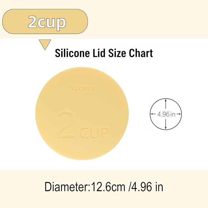 Yodecy Silicone Bowl Lids fit Pyrex Glass Bowls 7200-PC 2 Cup, fit Anchor Hocking Glass Bowls 7200-PC 2 Cup,Replacement Lids 4.76in/12.1cm(4 Pack Pastel Yellow)