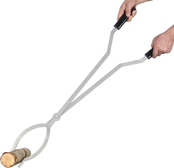 40in Fire Tongs For Fire Pit Outdoor Stainless Steel | Firewood Grabber Large Fire Pit Tool Indoor Fireplace Log Grabbers Tool Outdoor Bonfire Campfire Backyard Deck Camping