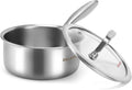 DELARLO Full-body Clad Tri-ply Stainless Steel 1.5 Quart Saucepan with Lid | Small Stainless Steel Pot Induction Cooking Sauce Pot Pan, Heavy Duty Saucier Cookware, PFOA&PTFE Free