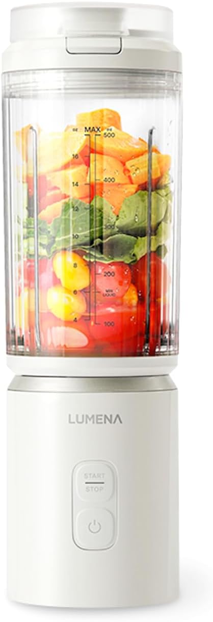 LUMENA THE KITCHEN PB1 17oz Personal Blender for Smoothies & Shakes, USB-C Rechargeable, BPA-Free, 6-Point Stainless Steel Blades, Cordless Portable Blender (CREAM WHITE)
