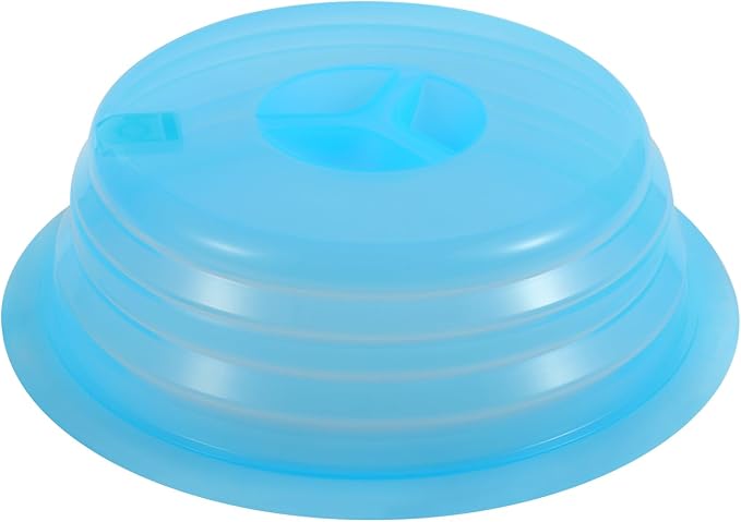 Silicone Microwave Plate Cover Collapsible, Dishwasher Safe and BPA Free, Blue, 10.2"