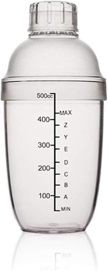 Plastic Cocktail Shaker,Drink Mixer Hand Shaker Cup with Scales,Transparent (1, 17 oz / 500cc)
