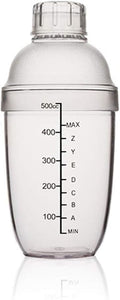 Plastic Cocktail Shaker,Drink Mixer Hand Shaker Cup with Scales,Transparent (1, 17 oz / 500cc)