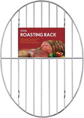 HIC Kitchen Roasting Oval Baking Rack, Chrome-Plated Steel Wire, For Even Cooking And Juicy Results, 11.75 x 8.5 x 0.375-Inches
