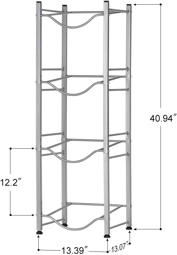 LIANTRAL Water Cooler Jug Rack, 5 Gallon Water Jug Holder Water Bottle Storage Rack, 5 gallon water bottle holder, water jug holder, 4 Tiers, Silver | 4-Tier Silver,Heavy-Duty Steel,Rustproof,Easy Assembly,Floor Protection,Save Space, Detachable,Perfec...