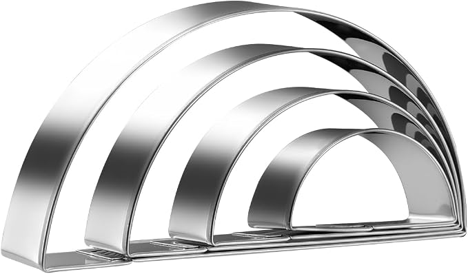 Half Circle Semicircle Cookie Cutter Set 4 Sizes 5 Inch, 4 Inch, 3 Inch, 2 Inch, Watermelon Frame Plaque Cookie Cutters Shapes Molds, 1 Inch Depth
