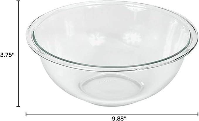 Pyrex 325 (2.5Qt) Glass Mixing Bowl - Made in USA | Tempered Glass | Thick Glass Walls | Wide Rim | Nesting Design | Mixing Bowl | Refrigerator & Freezer Safe | Dishwasher Safe