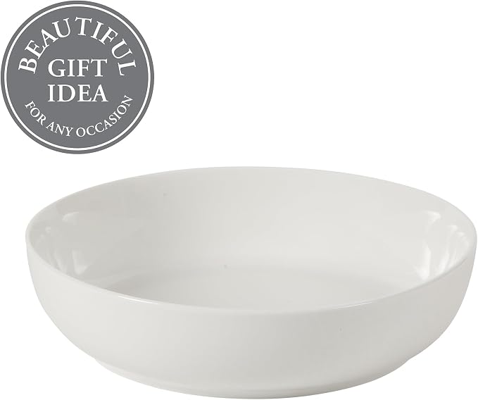 Gibson Home Zen Buffet Pasta Bowls Set of 6, 41oz Porcelain Salad Bowls and Serving Bowls, 8.5 Inch White Bowls, Dishwasher & Microwave Safe