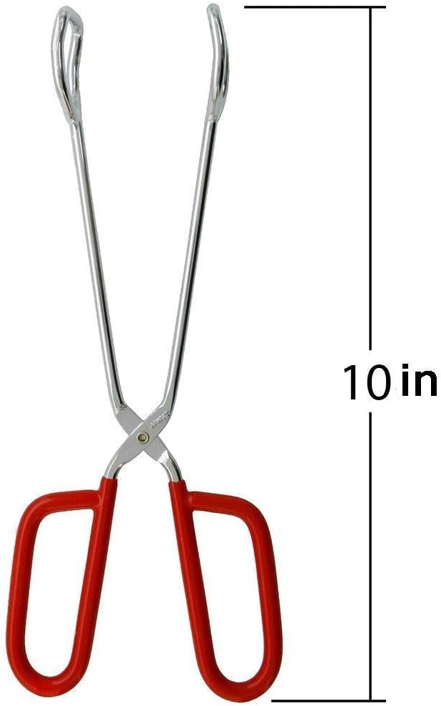Hiash 10-Inch Heavy Duty Stainless Steel Kitchen Tongs - Non-Slip Comfortable Red Grip, Scissor Design, Heat Resistant for BBQ and Cooking, Set of 2