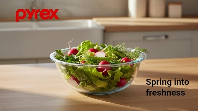 Pyrex 323 1.5qt Clear Glass Mixing Bowl - Made in USA | Tempered Glass Construction | Non Porous Surface | Stain Resistant Material | Smooth Design | Nesting Storage Capability
