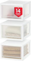 IRIS USA 3-Pack, 14.5 Qt. Stacking Drawer Storage Organizer, White | Store clothing, accessories, pantry items, and household essentials around your home with organized storage solutions