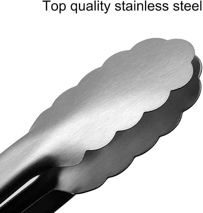9-inch Stainless Steel Kitchen Tongs with Locking, Metal Food Tongs Non-Slip Grip (9")
