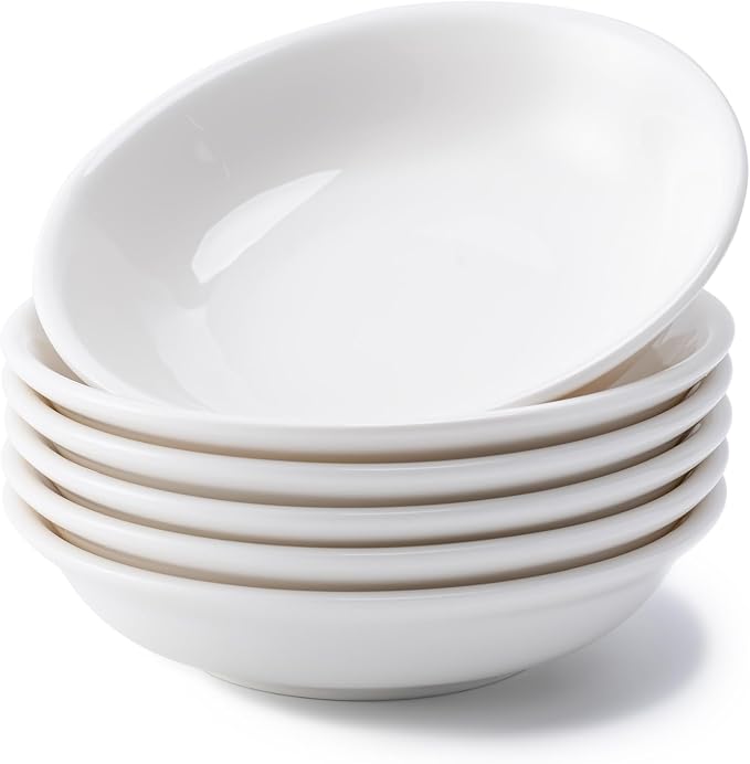 Eisinly 6 Pack Dipping Bowls, 3 OZ Small Ceramic Soy Sauce Dish, White | 4 Inch, Clean, Shiny, Safe, Dishwasher Safe, for Seasonings, Sushi & BBQ