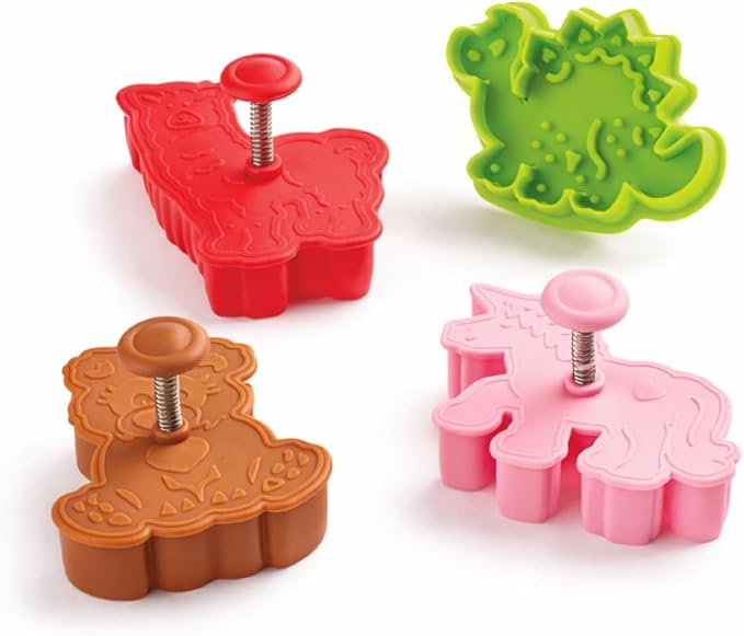 Mrs. Anderson's Baking Animal Cookie Cutters, Set of 4, Spring-Action Embossing Cutters For Cookies, Fondant, And Pastry Dough