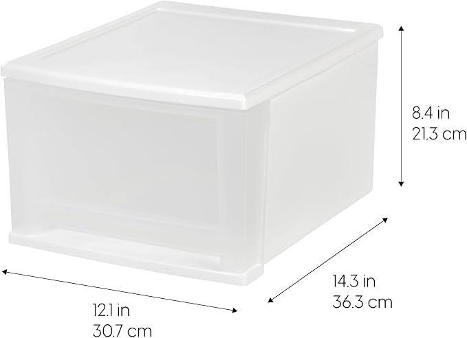 IRIS USA 4-Pack, 17 Qt. Medium Stacking Drawer Storage Organizer, White | Keep clothing, accessories, office supplies, and everyday essentials organized around your home with easy access storage