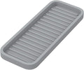 Small Silicone Heat Resistant Mat for Curling Iron, Heat Pad for Hot Hair Tools, Kitchen Sink Organizer Tray and Sponge Holder for Bathroom Counter, Groove Coasters for Drinks (Gray)