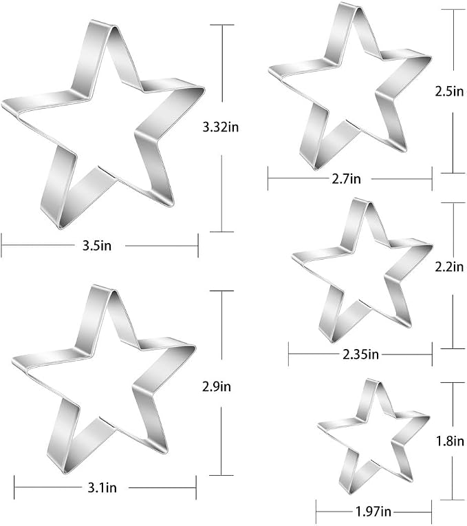 Star Cookie Cutter Set - Gtmkina 5 Pieces Mini Star Shaped Biscuit Cutter Set, Stainless Steel Small Cookie Cutters Set for DIY Holiday Party Decorations, 1