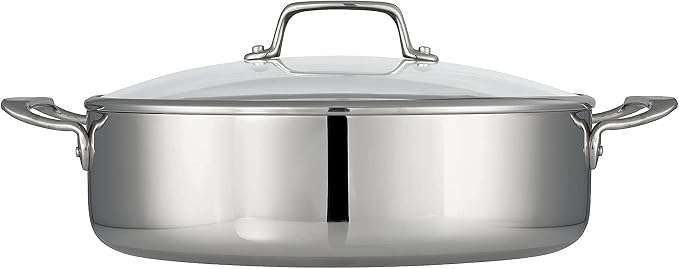 Tramontina Boston Tri-Ply Clad Stainless Steel 6-Quart Braiser Pan with Lid | Induction-Ready, Dishwasher-Safe, NSF-Certified