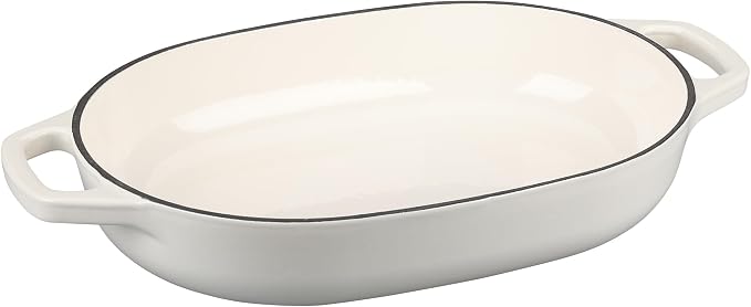 EDGING CASTING Enameled Cast Iron Oval Dutch Oven Pot with Lid, Dutch Oven for Sourdough Bread Baking, Bread Oven, Bread Dutch Oven, Oval Bread Pan, 7qt, White