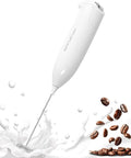 SIMPLETASTE Milk Frother Handheld Electric Foam Maker Battery Operated | Drink Mixer with Stainless Steel Whisk for Cappuccino, Bulletproof Coffee, Latte, Blizzard White, without Stand