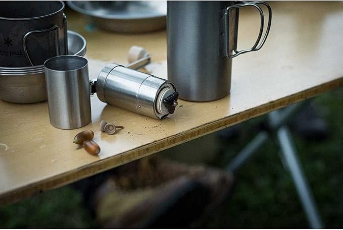 Snow Peak Portable Coffee and Tea Essentials, Stainless Steel, Grinder | Durable, Portable, Perfect for Camping, Backpacking, and Outdoors, Japanese Designed