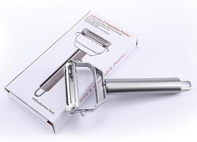 Vegetable Peeler，SZYIKUER Stainless Steel 2 in 1 Julienne Vegetable Peeler Perfect for Carrot Potato Melon Gadget Vegetable Fruit