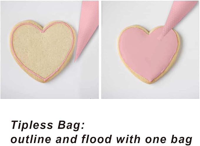 Tipless Piping Bags - 100pcs 12-Inch Disposable Piping Pastry Bag for Royal Icing/Cookies Decorating - Best Frosting Icing Bags Cookie/Cake Decorating Tools - Bonus 2 Clips &1 Scriber Needle