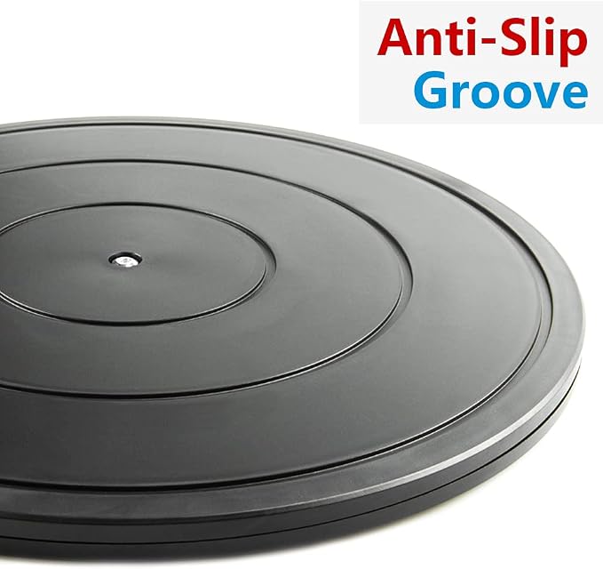 16 Inch Lazy Susan Turntable - Heavy Duty Rotating Swivel Steel Ball Bearings - Flat Base Stand for TV/Computer/Monitor/Arts/Crafts/Bonsai/Statue/Cabinet Organizer (2 Pack/Black)