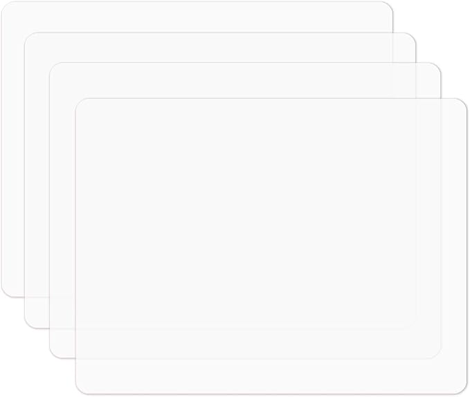 Silicone Placemats, Food-Grade Non-Slip Waterproof, Dining, Stain Resistant, Countertop Protector, Kitchen Counter Mat, Heat Resistant, Baking mat Dishwasher Safe (15.7x11.8Inch-4pack, Translucent)