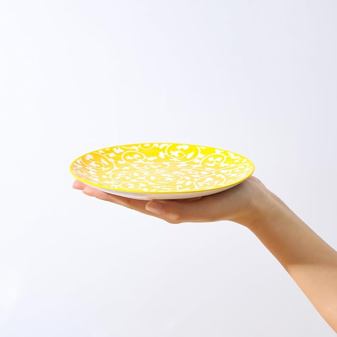 Selamica Ceramic Dessert Plates Set of 6, 6 Inch Small Plates for Snacks | Appetizer Plates for Kitchen, Microwave Dishwasher Safe, Assorted Colors