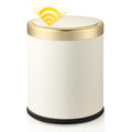Automatic Bathroom Trash Can with Lid,Motion Sensor Small Trash cans | 2.8 Gallon Touchless Garbage Can, Cute Small Plastic Wastebasket,Sensor White and Gold Trash Bin for kitchen,Bedroom,Office