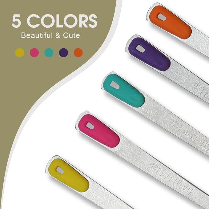 2Pack Small Measuring Spoon Set with Multi-Color Silicone Grip | Food-Grade Stainless Steel, High Precision, Dishwasher-Safe, Easy-Read Markings, Multi-Purpose, Lightweight & Durable