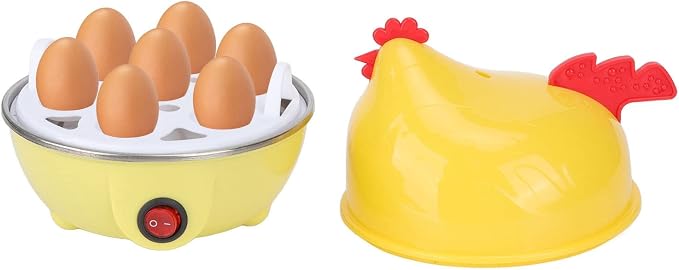 Rapid Egg Cooker, 7 Egg Capacity 350W Electric Egg Cooker Chicken Shaped Hard Boiled Egg Maker with Auto Shut Off, Measuring Cup for Hard Boiled Eggs Poached Eggs Scrambled Eggs or Omelets(US)