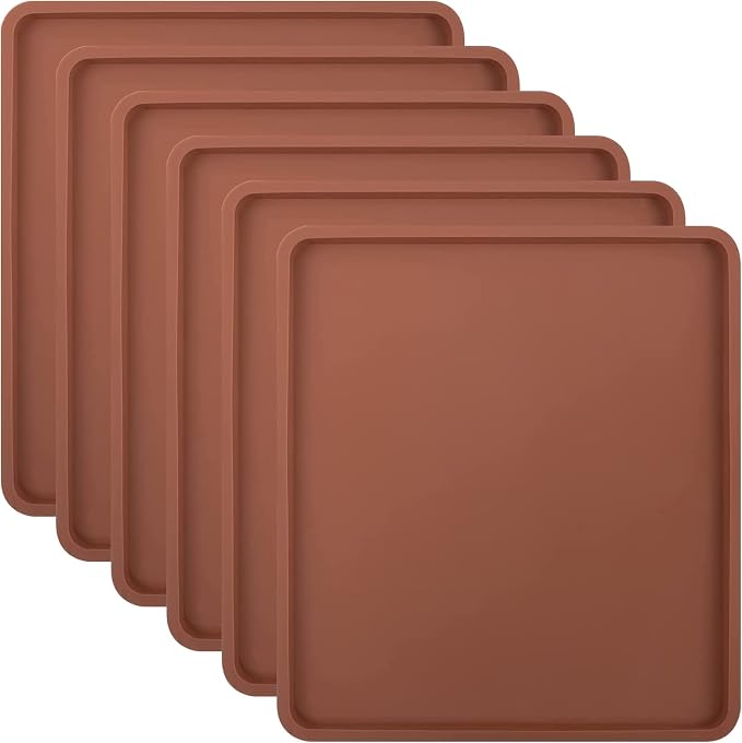 Aulock 6Pcs Silicone Food Dehydrator Sheets with Edge, Non-stick Tray Liner | Compatible with Cosori 12" x 11" Trays, High Temperature Resistance & Reusable Square Dryer Mats