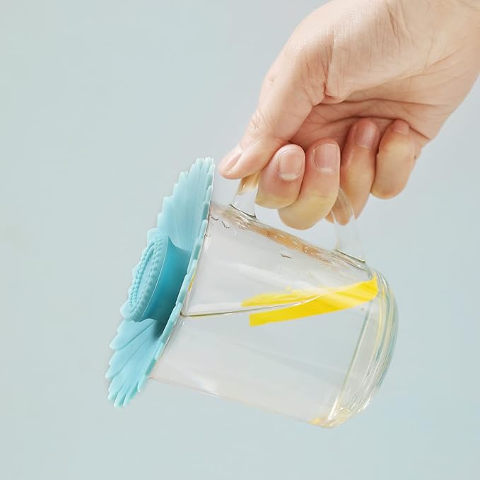 Sunflower Silicone Cup Covers (Set of 3),Multicolored Silicone Lids | Mug Covers for Mugs, Cups, Tea Pots,Flexible Mug Covers，Hot Cup Lids for Coffee & Tea