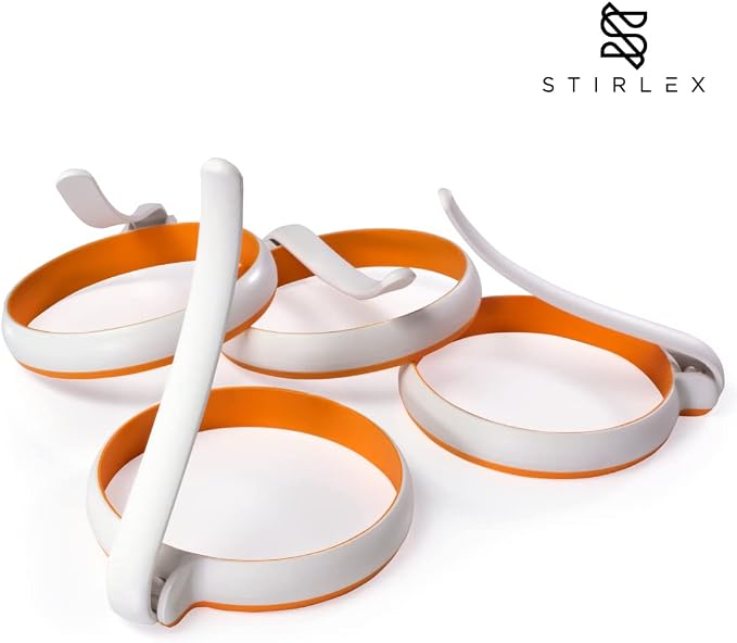 4-inch Silicone Fried Egg Rings Set, 4-pack, Round Mold for Pancakes, Breakfast Sandwich, Nonstick