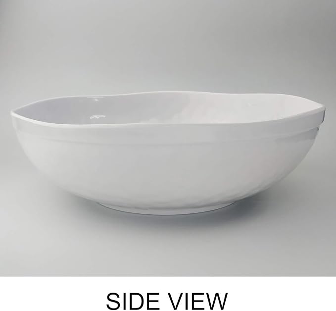 KX-WARE Melamine Serving Bowls -2pcs 12inch Larger Salad Bowls/Mixing Bowls,White Color| Break-resistant 100% Melamine Bowls | Dishwasher Safe,BPA Free