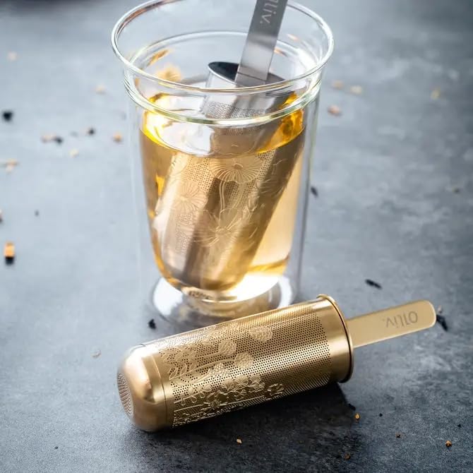 Tea Infuser Spoon For Loose Leaf Tea Filter Stainless Steel Popsicle Tea Stick Tea Spoon Diffuser Long-Handle Tea Filter Easy to Carry Tea Strainer Pipe Steeper(Silver)