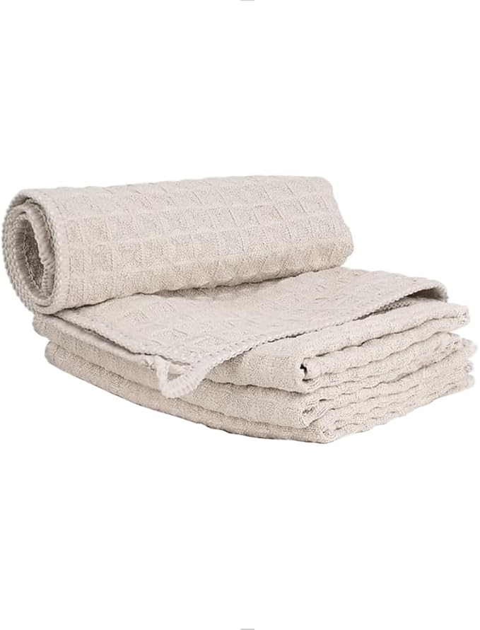 watchget 4 Pack Microfiber Espresso Barista Cleaning Towels, Khaki | Professional 12"x12" Lint-free Rags; Highly Absorbent Cleaning Towels for Espresso Steam Wands & Coffee Bar Counters