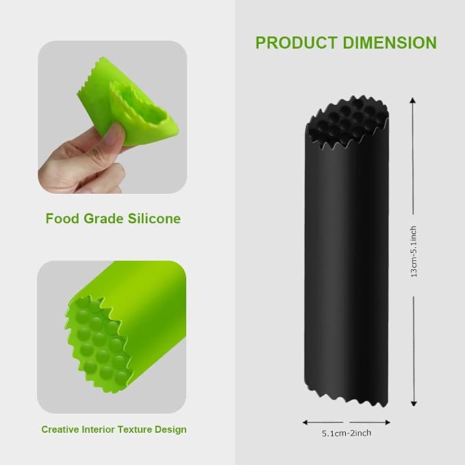 Garlic Peeler Silicone Garlic Skin Remover Roller Garlic Tube Rollers Skin Remover, Garlic Roller Peeling Tube Tool for Useful Kitchen Tools (Black)