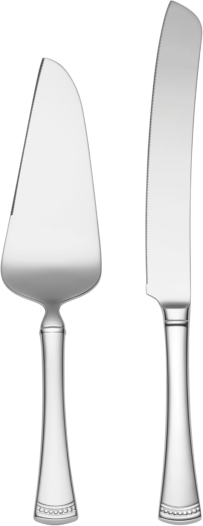 Lenox Portola Silverware Cake Knife & Server Dessert Set, 2-Piece, Flatware | 18/10 stainless steel, mirror finish | dishwasher safe | includes cake server and cake knife, wedding cake cutting set