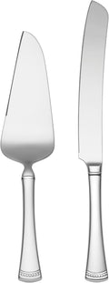 Lenox Portola Silverware Cake Knife & Server Dessert Set, 2-Piece, Flatware | 18/10 stainless steel, mirror finish | dishwasher safe | includes cake server and cake knife, wedding cake cutting set
