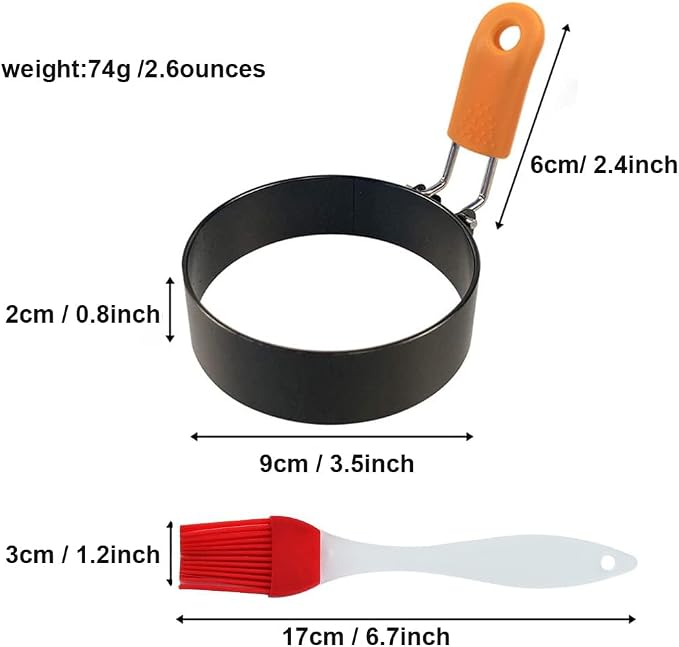 3.5 inch Egg Rings for Frying Eggs,4 Pack Non-Stick Egg Patty Maker, Pancake Mold for Indoor Camping Breakfast Sandwiches Egg Mcmuffins (4 pack, 3.5inch)