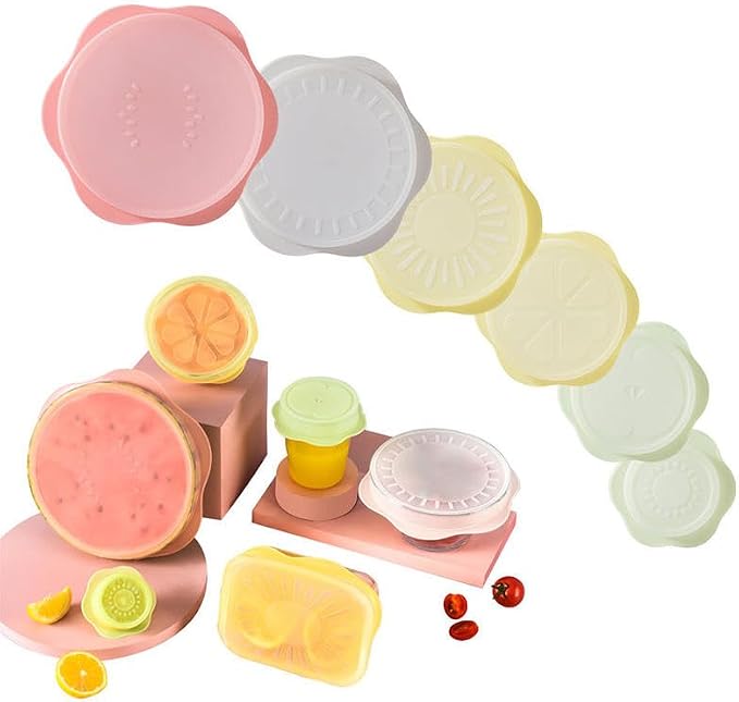 Silicone Bowl Covers – Stretch Lids (6 Pack) – Reusable Food Storage Covers for Bowls, Cups & Containers – Airtight, Leakproof, BPA Free, Eco-Friendly – Microwave, Freezer & Dishwasher Safe